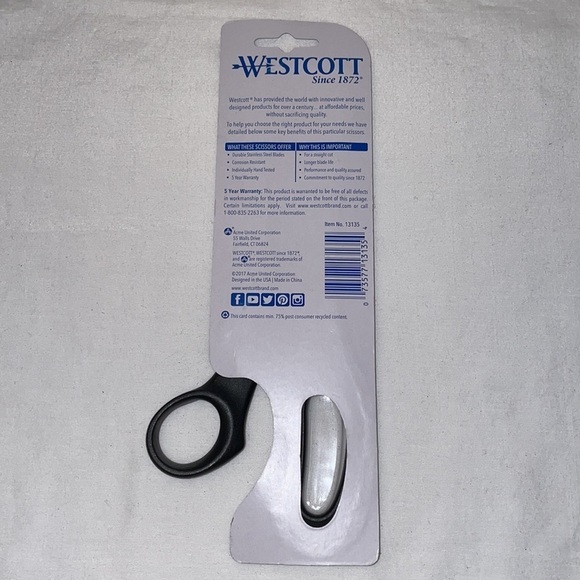 New Westcott 8" All Purpose Value Scissors Black Colored - Picture 6 of 12